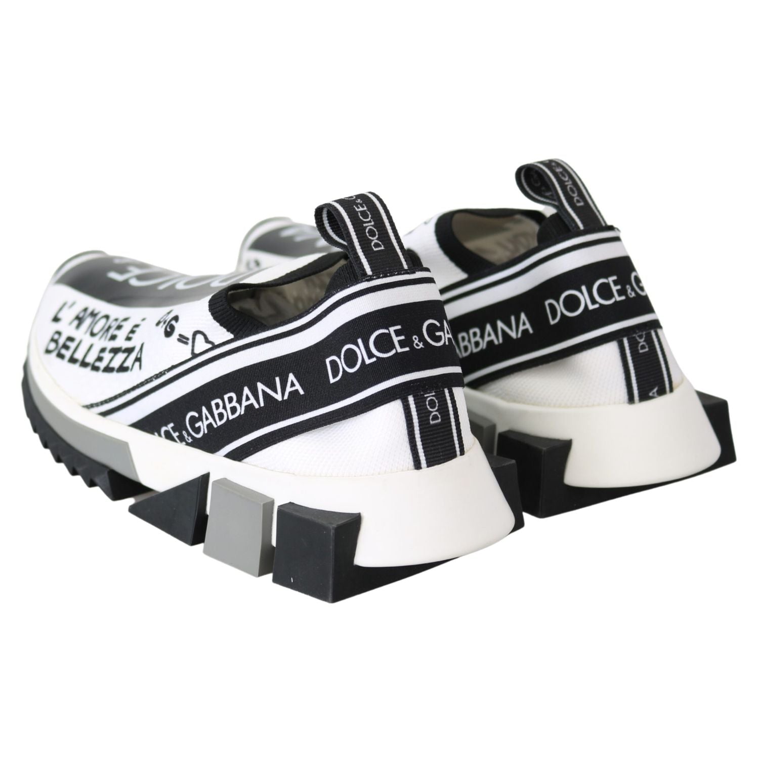 Dolce & Gabbana White Black Slip On Sorrento Sneakers