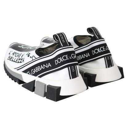 Dolce & Gabbana White Black Slip On Sorrento Sneakers