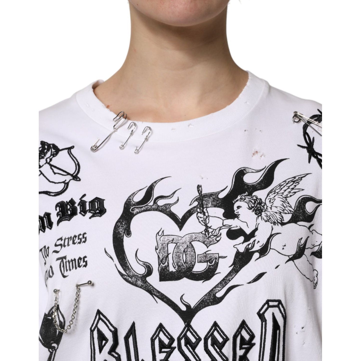 Dolce & Gabbana White Cotton DG BLESSED Printed T-shirt