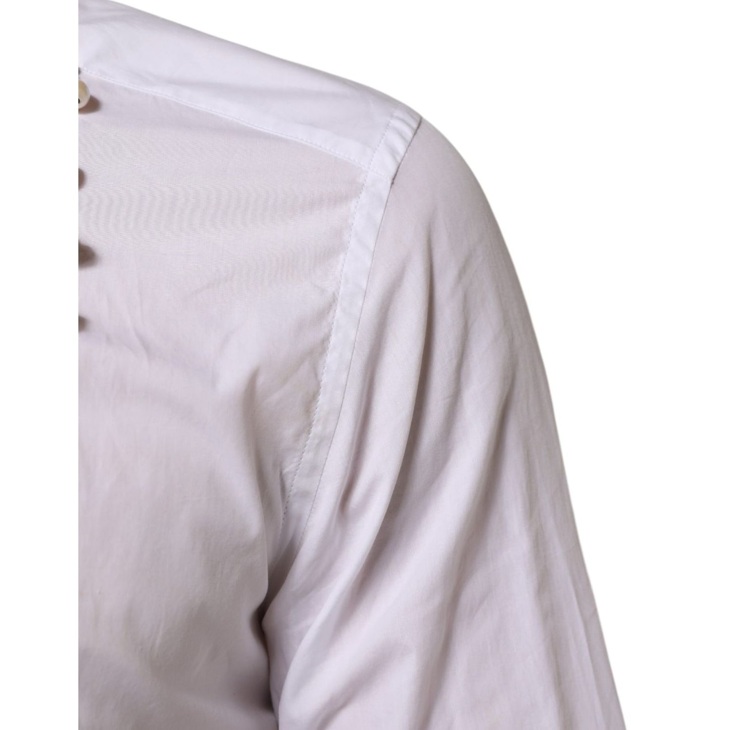 Dolce & Gabbana White Cotton DG Logo Pearl Chain Formal Shirt