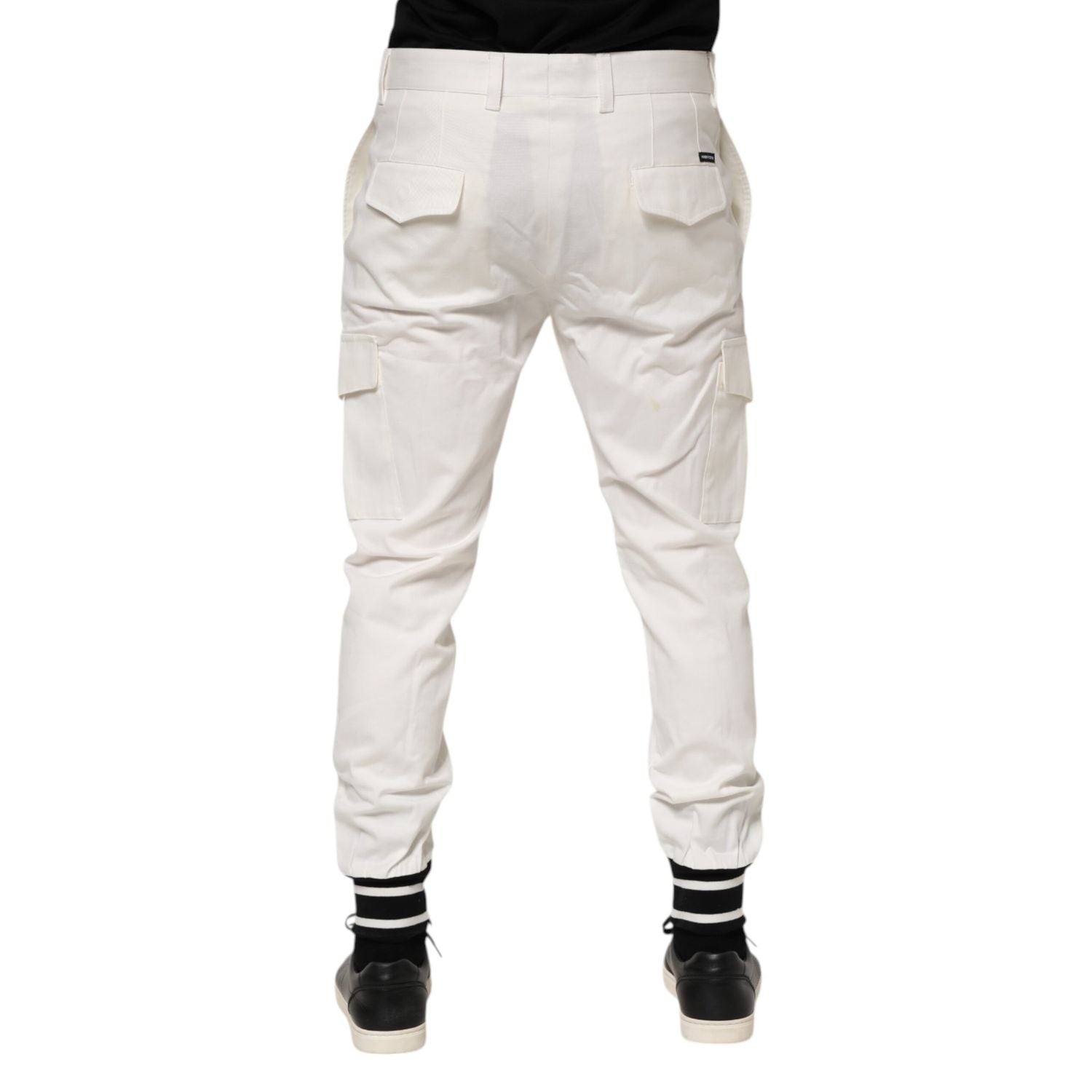 Dolce & Gabbana White Cotton Jogger Cargo Skinny Men Pants
