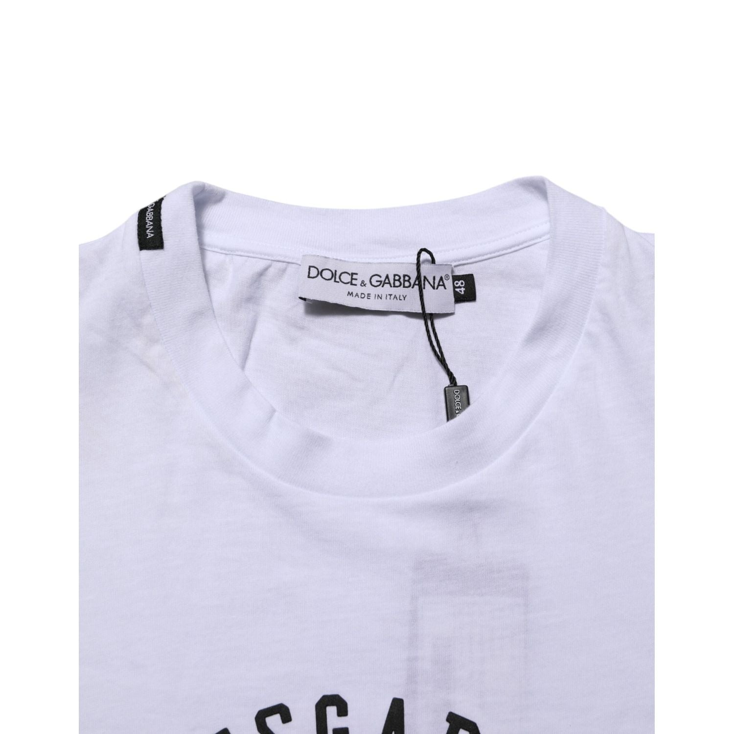 Dolce & Gabbana White Cotton Logo Print Crew Neck T-shirt