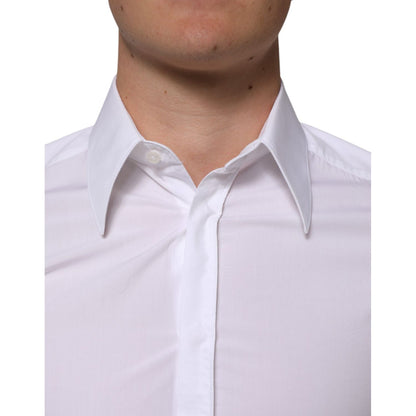Dolce & Gabbana White Cotton MARTINI Long Sleeve Dress Shirt