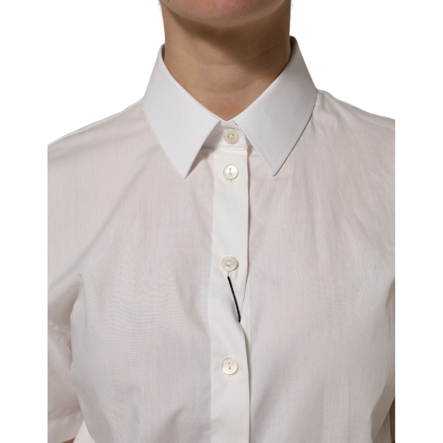 Dolce & Gabbana White Cotton Short Sleeves Collared Top Shirt