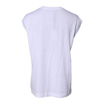 Dolce & Gabbana White Cotton Sleeveless Round Neck Tank Top