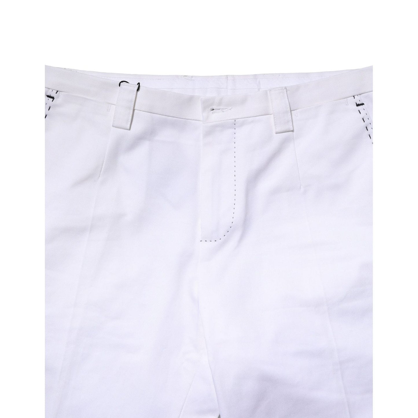 Dolce & Gabbana White Cotton Straight Logo Men Pants