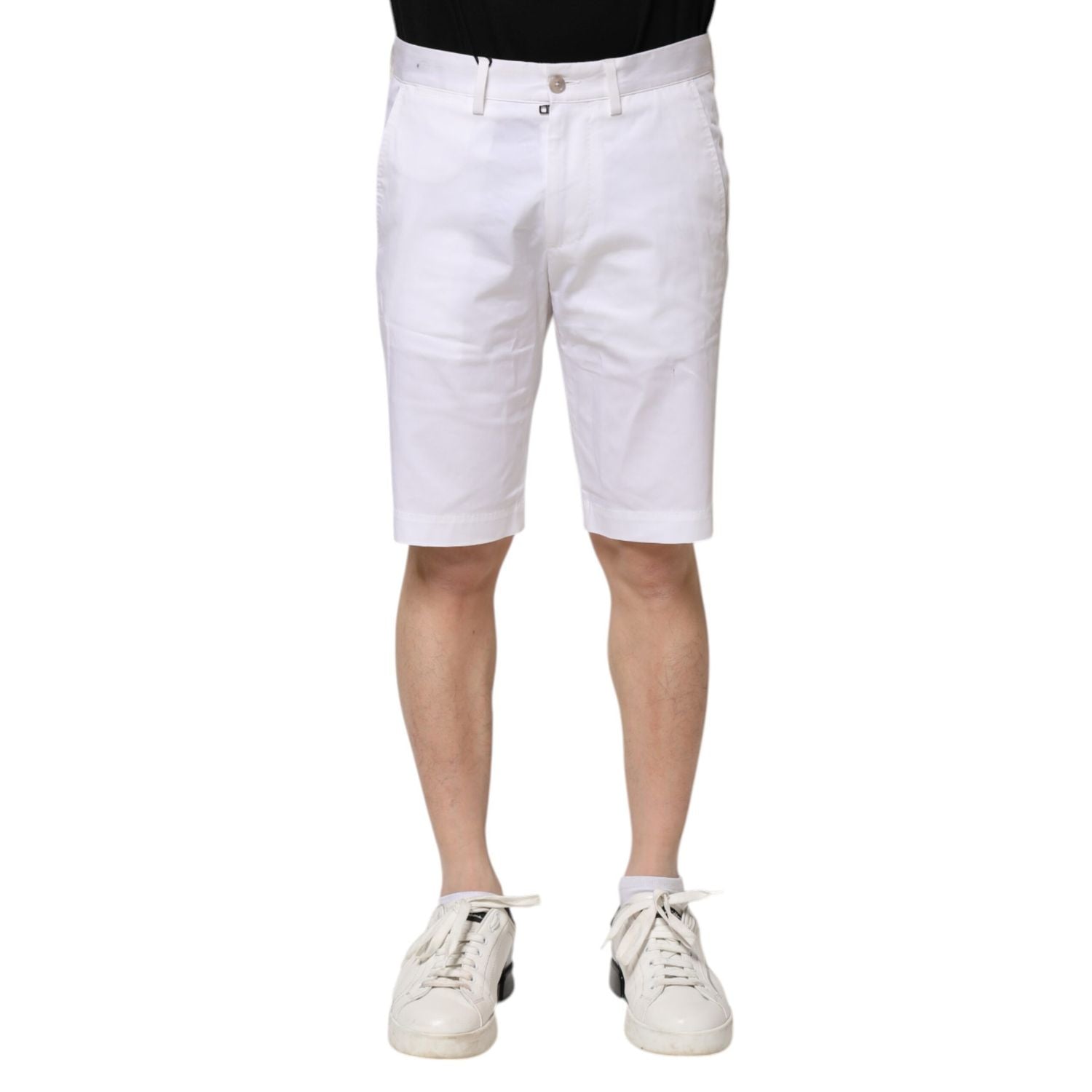 Dolce & Gabbana White Cotton Stretch Men Denim Bermuda Shorts