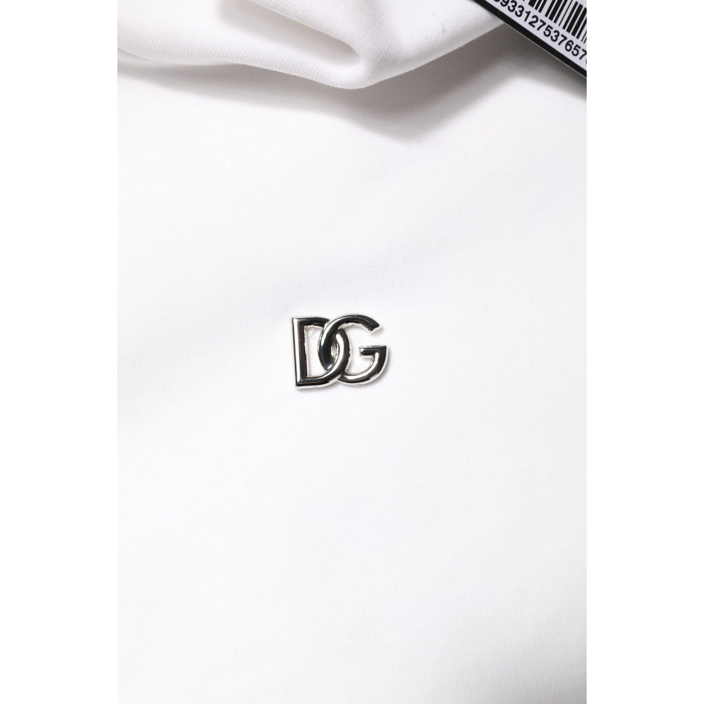 Dolce & Gabbana White Cotton Turtleneck DG Applique T-shirt