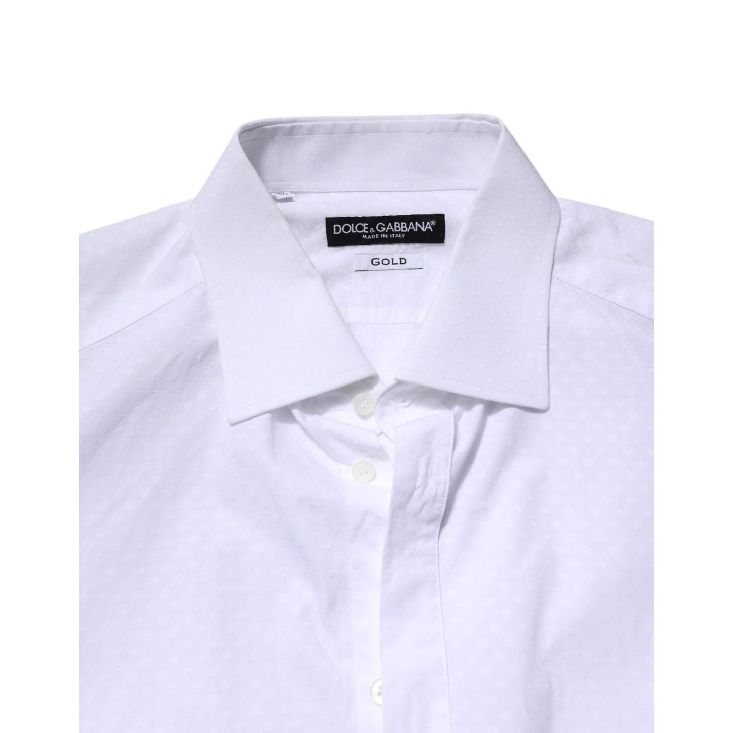 Dolce & Gabbana White GOLD Cotton Long Sleeves Formal Shirt