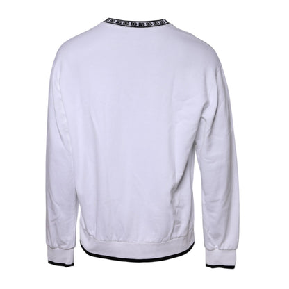 Dolce & Gabbana White Logo Cotton Crew Neck Pullover Sweater