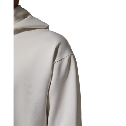 Dolce & Gabbana White Logo Hooded Men Sweatshirt Sweater