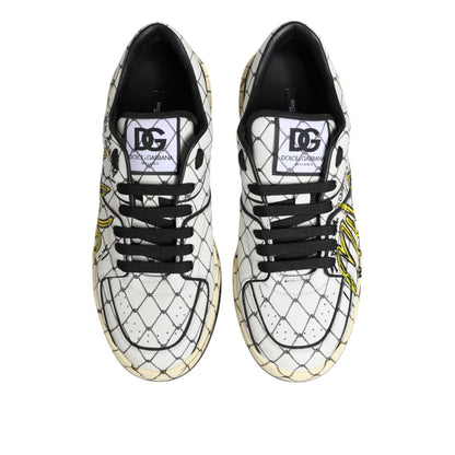 Dolce & Gabbana White Logo Print Low Top Men Sneakers Shoes
