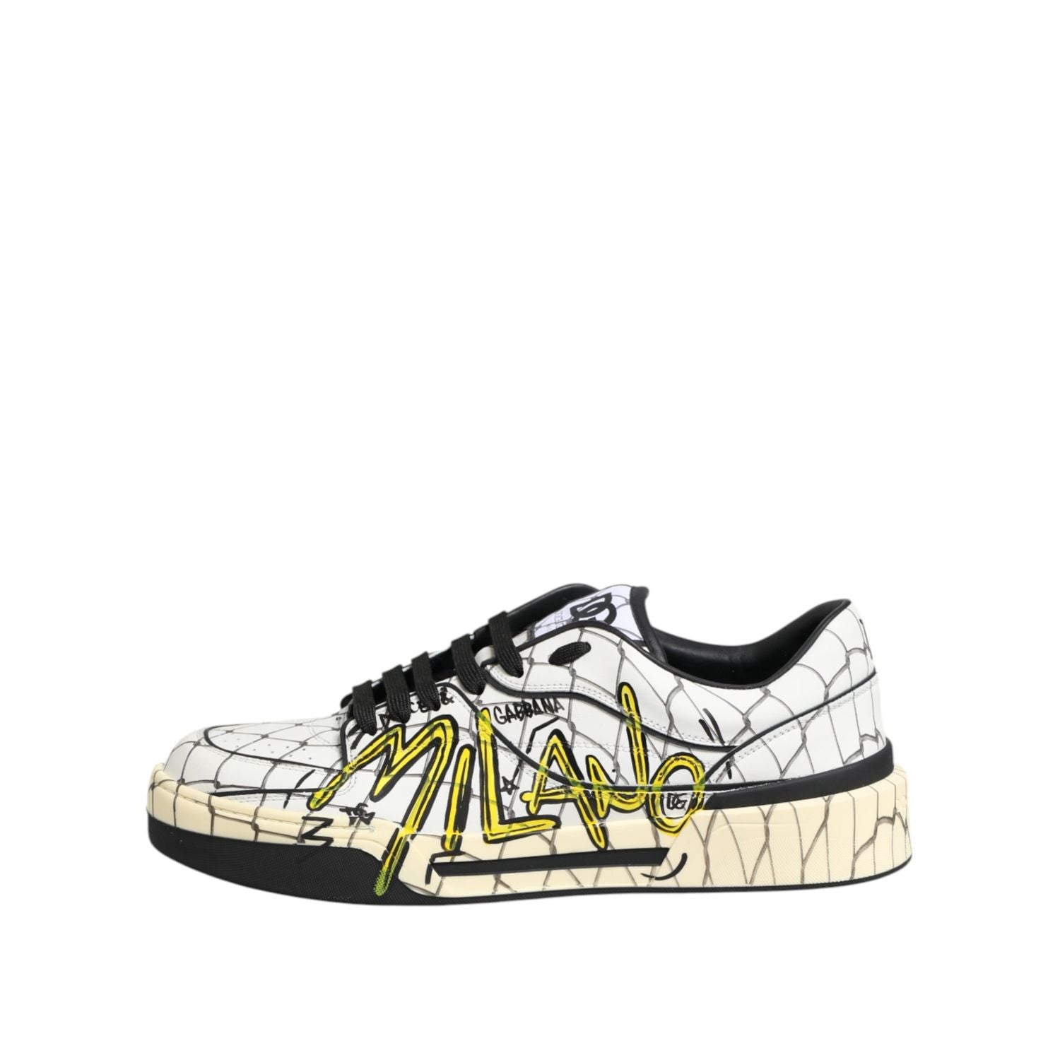 Dolce & Gabbana White Logo Print Low Top Men Sneakers Shoes