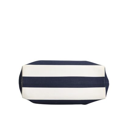 Dolce & Gabbana White Navy Striped Canvas Top Handle Tote Tote Bag