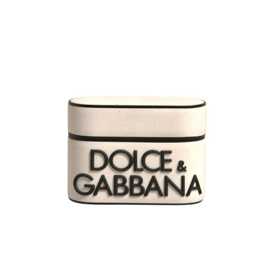 Dolce & Gabbana White PVC Embossed Logo Plaque Holder Airpods Case