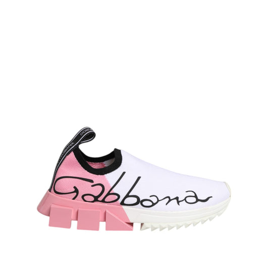 Dolce & Gabbana White Pink Low Top Sorrento Sneakers Shoes