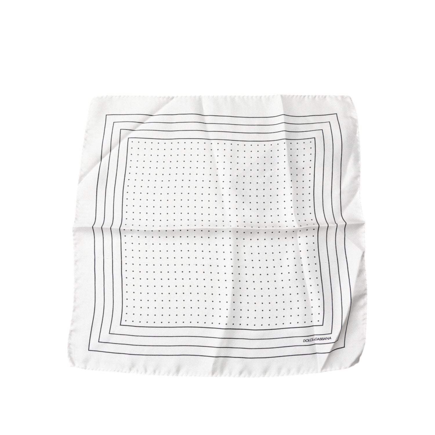 Dolce & Gabbana White Polka Dots Square Handkerchief Scarf