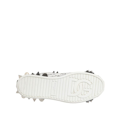 Dolce & Gabbana White Portofino Studded Men Sneakers Shoes