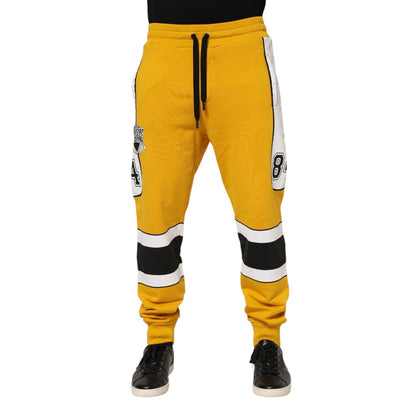 Dolce & Gabbana Yellow Cotton Logo Jogger Sweatpants Pants