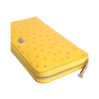 Dolce & Gabbana Yellow Leather Logo Plaque Zip Around Continental Wallet