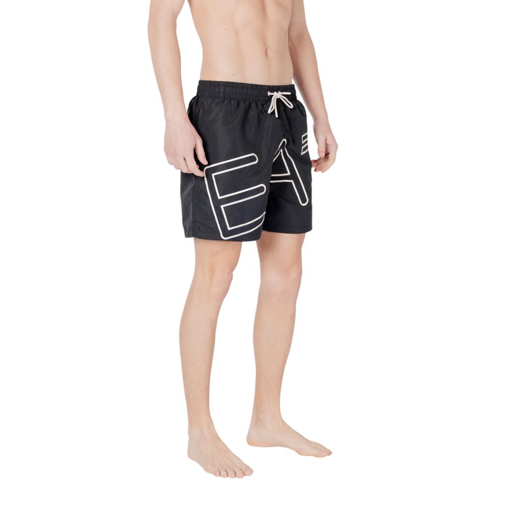 EA7 Emporio Armani Black Polyester Swim Shorts