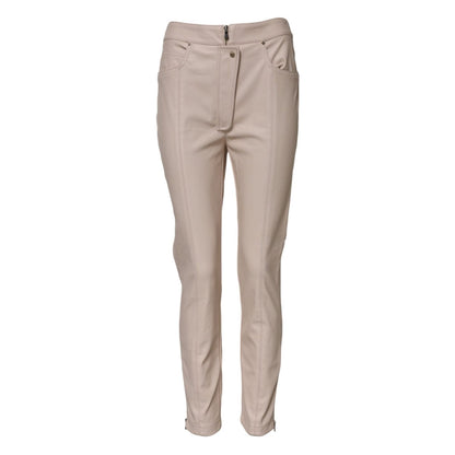 Elisabetta Franchi Beige High Waist Tapered Pants