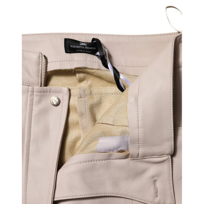 Elisabetta Franchi Beige High Waist Tapered Pants