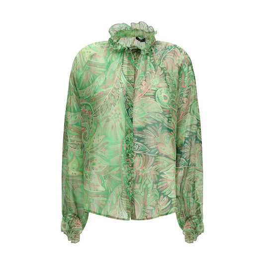 Etro Bicolor Silk Pattern Shirt 1728,72470364320,Bicolor,Clothing,Etro,IT42 | L,New with tags,Pattern - Shirts - Clothing,Shirts - Clothing,Women