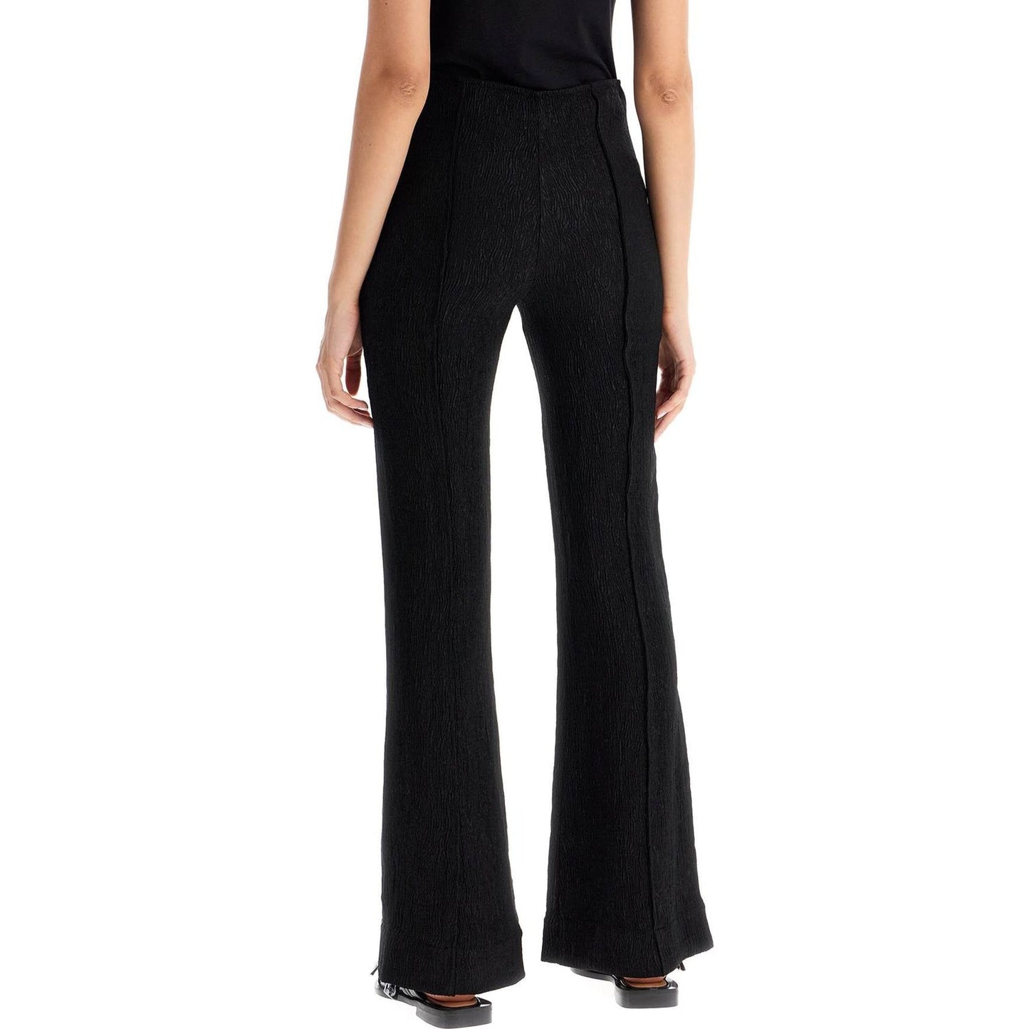 Ganni flared viscose trousers for women Trousers Ganni