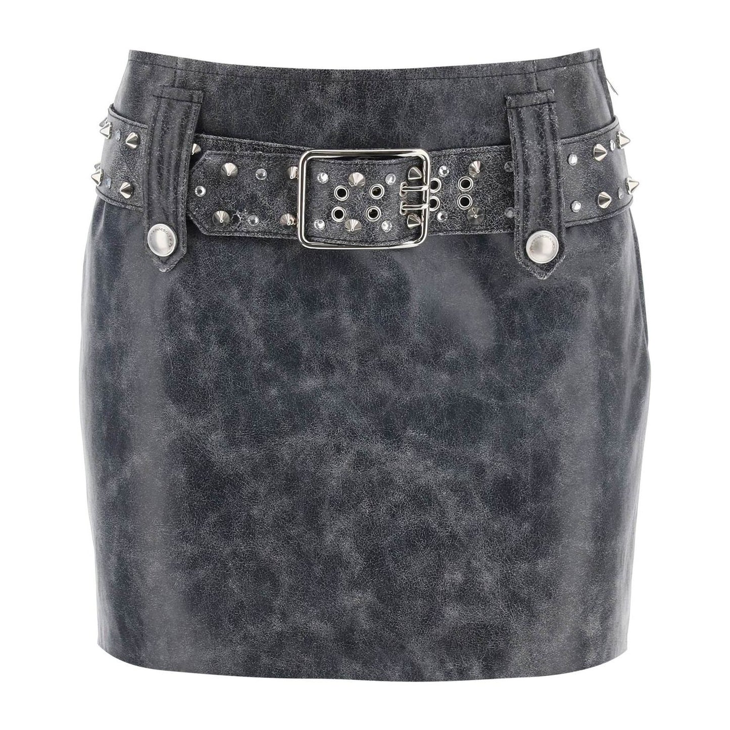 Alessandra Rich leather mini skirt with belt and appliques Skirts Alessandra Rich