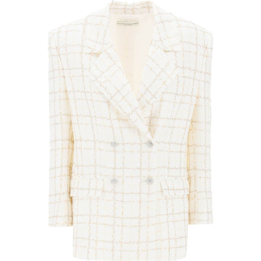 Alessandra Rich oversized tweed jacket with plaid pattern Jackets Alessandra Rich