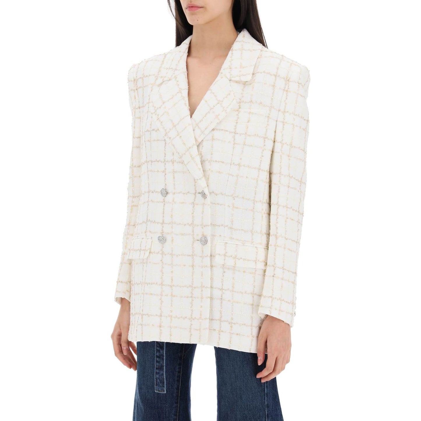 Alessandra Rich oversized tweed jacket with plaid pattern Jackets Alessandra Rich