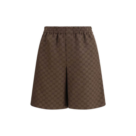 Gucci Brown Linen Bermuda Shorts 1728,72470364320,Bermuda - Shorts - Clothing,Brown,Clothing,Gucci,IT48 | M,Men,New with tags,Shorts - Clothing