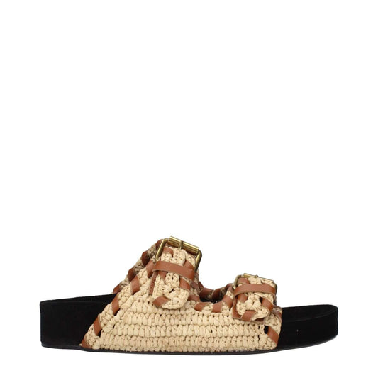 Isabel Marant Beige Raffia Slippers