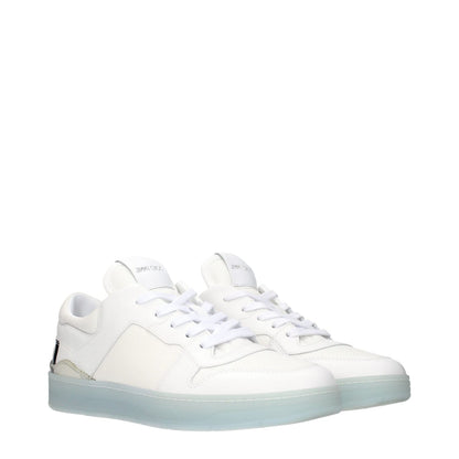 Jimmy Choo White Leather Low Top Sneakers