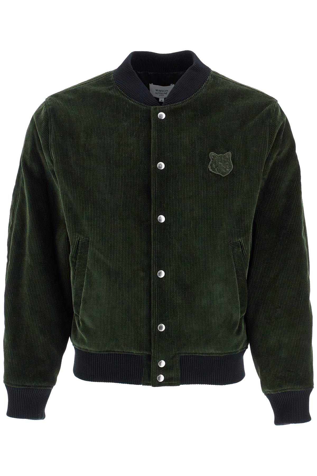 Maison Kitsune ranger green polyester bomber with embroidered logo Jackets Maison Kitsune