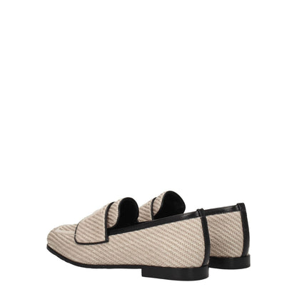 Max Mara Beige Fabric Slip-On Loafers