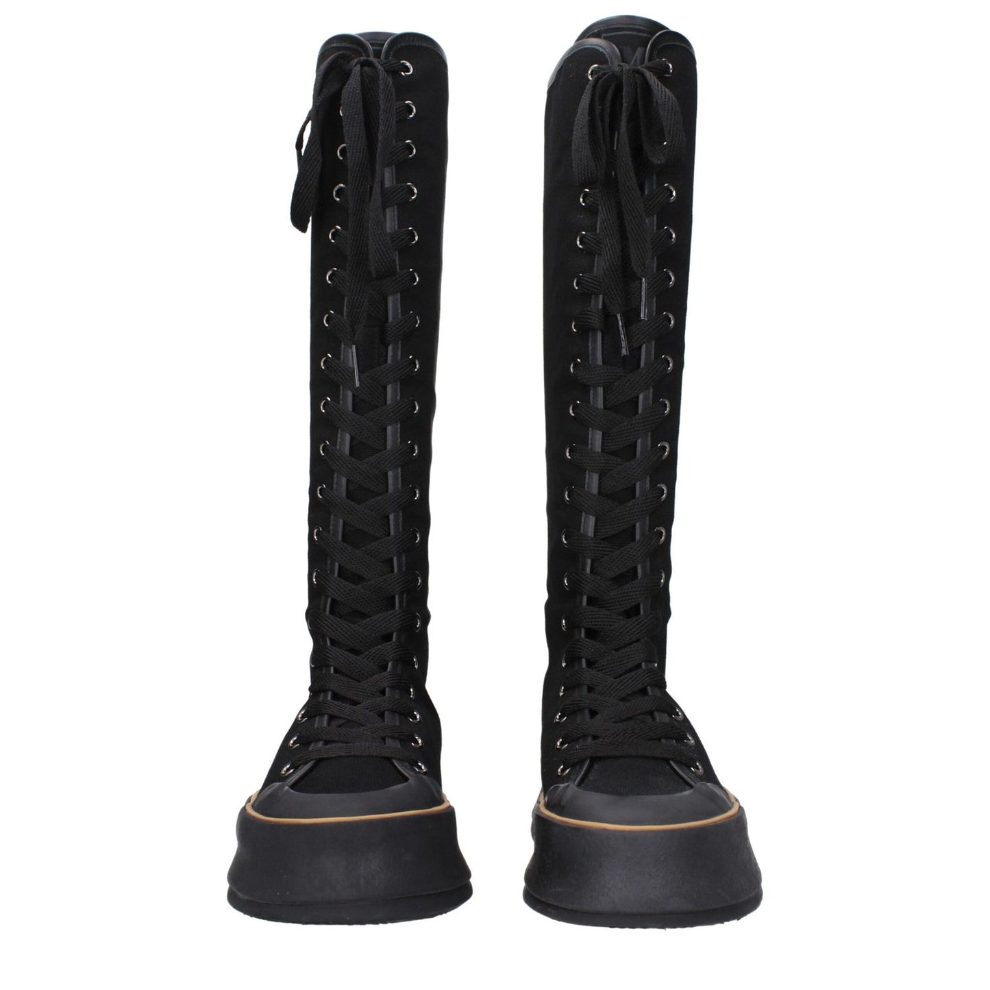 Max Mara Black Fabric Lace-Up Boots