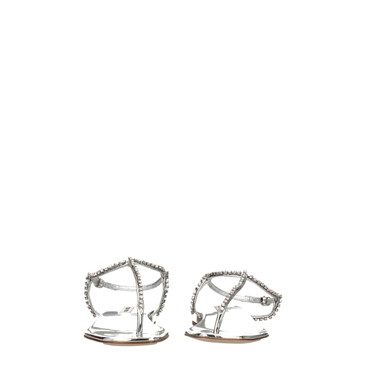 Miu Miu Gray Leather Flip-Flop Sandals