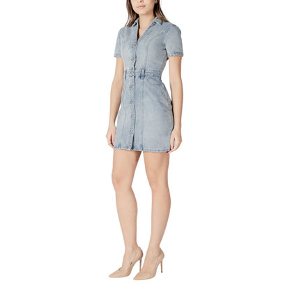 Morgan De Toi Blue Cotton Midi Dress