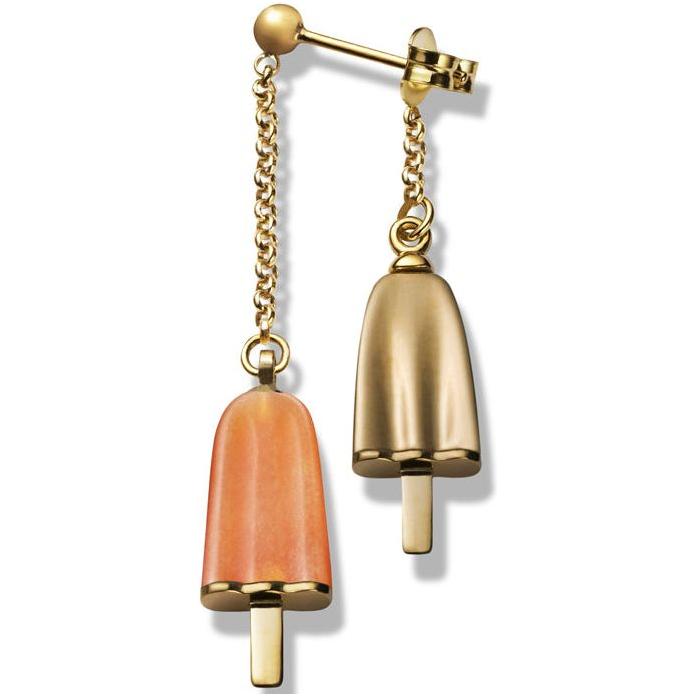 AMBROSINI JEWELS -  ORECCHINI doppi ARGENTO 925° ghiacciolo finitura rosé pietra arancio DESIGNER FASHION JEWELLERY AMBROSINI JEWELS