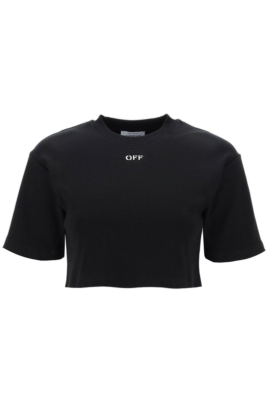 Off White Off-White cropped t-shirt with off embroidery