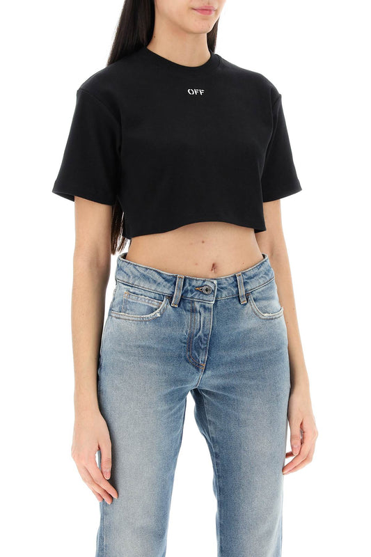 Off White Off-White cropped t-shirt with off embroidery