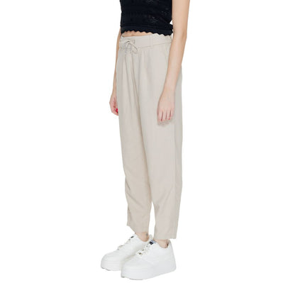 Only Beige Linen Casual Pants