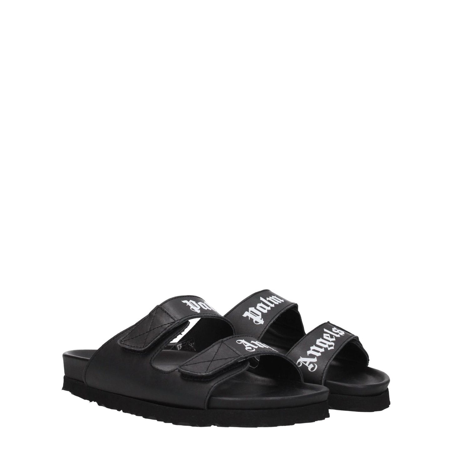 Palm Angels Black Leather Flat Sandals