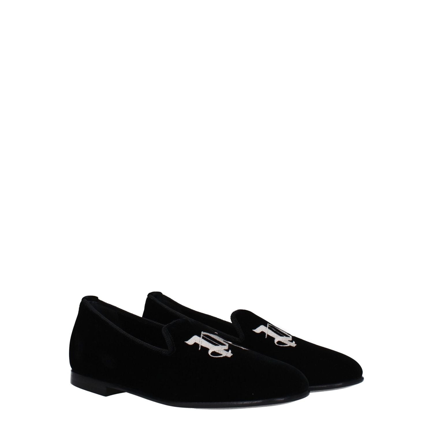 Palm Angels Black Velvet Slip-On Loafers