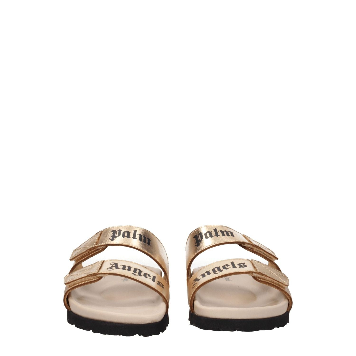 Palm Angels Gold Leather Slippers