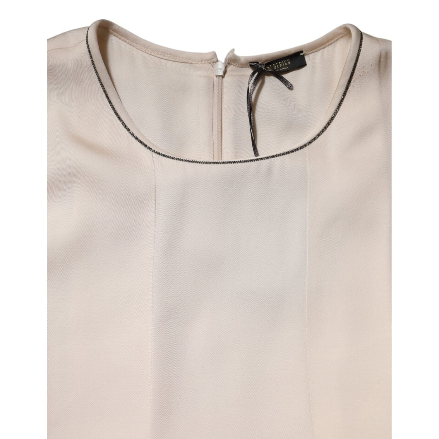 Peserico Beige Viscose Pleated Sleeveless Long Maxi Dress