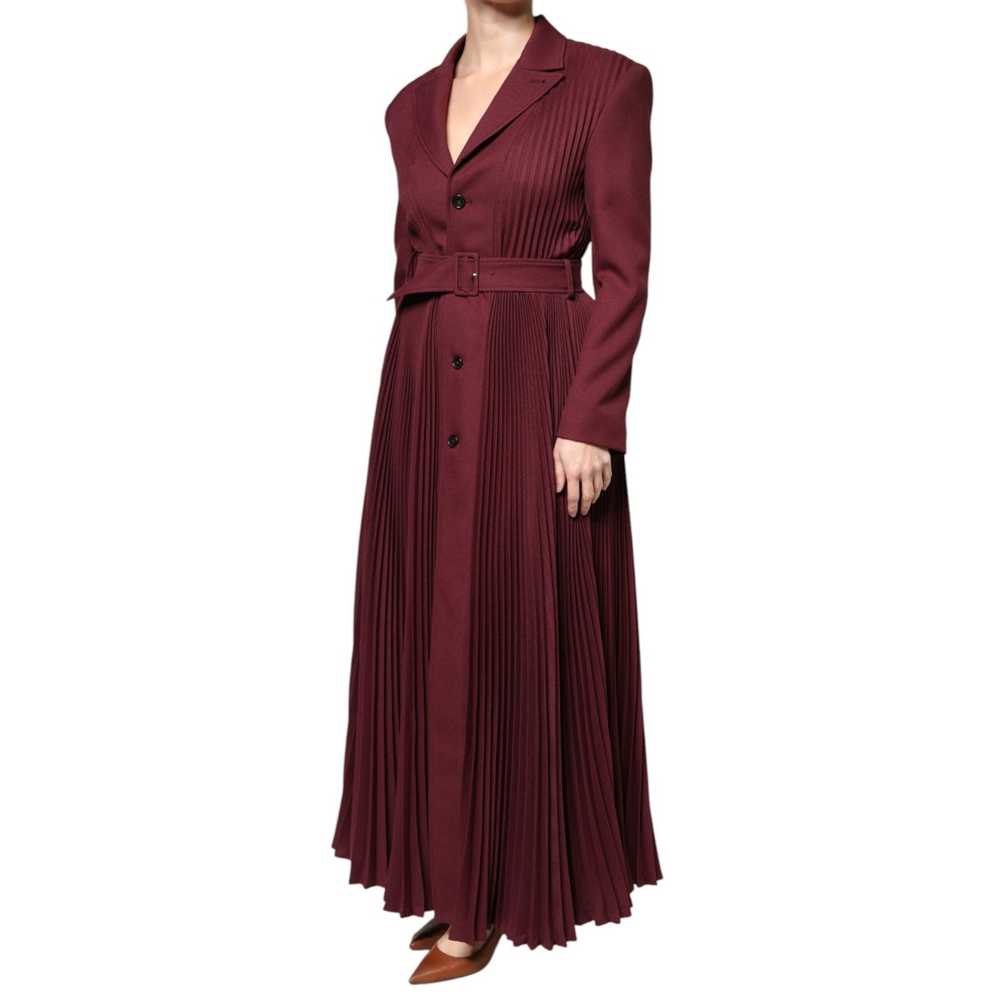 Philosophy Maroon Belted Button Down Dress