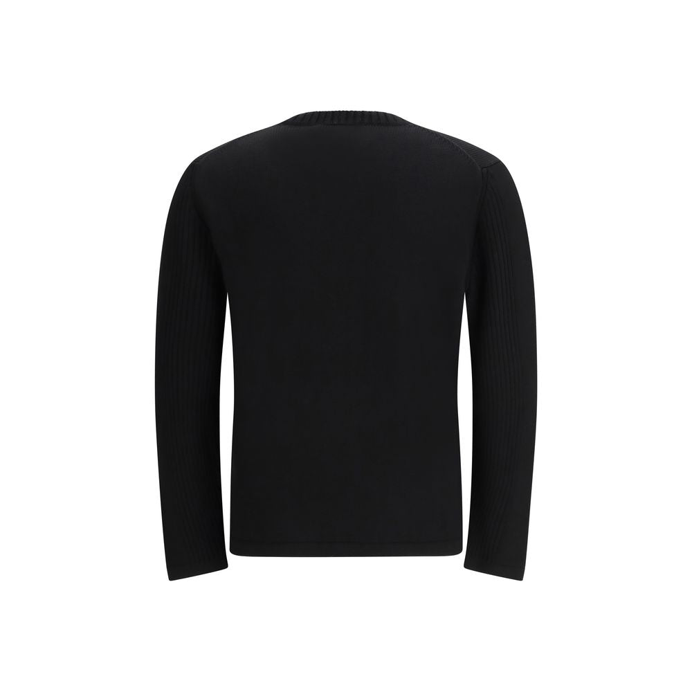 Prada Black Fleece Wool Sweatshirt 1728,72470364320,Black,Clothing,IT46 | S,IT48 | M,Men,New with tags,Prada,Sweaters - Clothing,Sweatshirts - Sweaters - Clothing